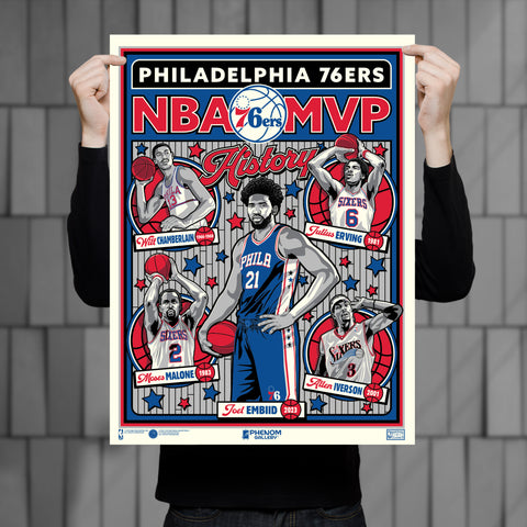 Phenom Gallery Philadelphia 76ers MVP History 18" x 24" Serigraph