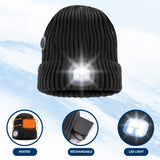 Therahaus by Therapedic Heated Beanie Hat with LED Headlight – Battery Powered Winter Hat with Adjustable Heat Settings and Rechargeable Light, Machine Washable, Unisex Cold Weather Gear (One Size, Black)