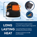 Therahaus by Therapedic Heated Beanie Hat with LED Headlight – Battery Powered Winter Hat with Adjustable Heat Settings and Rechargeable Light, Machine Washable, Unisex Cold Weather Gear (One Size, Black)