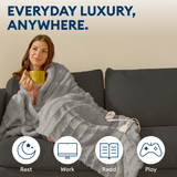 Therahaus by Therapedic Luxe Heated Throw – Plug-In Electric Blanket with 4 Heat Settings, Faux Fur and Sherpa, Auto Shut-Off, Machine Washable, ETL Certified (50x70 Inches, Mink Grey)