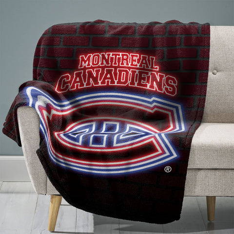 Sleep Squad Montreal Canadiens Neon 60” x 80”  Raschel Plush Blanket