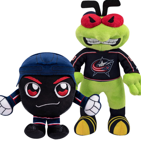 Bleacher Creatures Columbus Blue Jackets Bundle: Stinger 10" Plush & Blue Jackets Puck Kuricha Plushie
