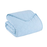 Therapedic Cooling Blanket – Lightweight Breathable All-Season Blanket, Double-Sided Cool-Touch Knit, Machine Washable, Quilted Design, 50” x 60”, Light Blue