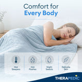 Therapedic Cooling Blanket – Lightweight Breathable All-Season Blanket, Double-Sided Cool-Touch Knit, Machine Washable, Quilted Design, 50” x 60”, Light Blue