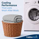Therapedic Cooling Blanket – Lightweight Breathable All-Season Blanket, Double-Sided Cool-Touch Knit, Machine Washable, Quilted Design, 50” x 60”, Light Grey