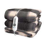 Therahaus by Therapedic Essential Heated Throw – Plug-In Electric Blanket with 4 Heat Settings, Auto Shut-Off, Machine Washable, ETL Certified (50x60 Inches, Black Plaid)