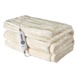 Therahaus by Therapedic Luxe Heated Throw – Plug-In Electric Blanket with 4 Heat Settings, Faux Fur and Sherpa, Auto Shut-Off, Machine Washable, ETL Certified (50x70 Inches, Ivory)