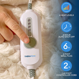 Therahaus by Therapedic Luxe Heated Throw – Plug-In Electric Blanket with 4 Heat Settings, Faux Fur and Sherpa, Auto Shut-Off, Machine Washable, ETL Certified (50x70 Inches, Ivory)