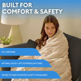 Therahaus by Therapedic Luxe Heated Throw – Plug-In Electric Blanket with 4 Heat Settings, Faux Fur and Sherpa, Auto Shut-Off, Machine Washable, ETL Certified (50x70 Inches, Ivory)