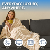 Therahaus by Therapedic Luxe Heated Throw – Plug-In Electric Blanket with 4 Heat Settings, Faux Fur and Sherpa, Auto Shut-Off, Machine Washable, ETL Certified (50x70 Inches, Ivory)