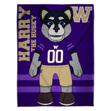Sleep Squad Washington Huskies Harry the Husky Mascot 60” x 80” Raschel Plush Blanket