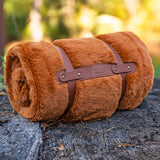 Duck Orange Throw 50x70 with Embossed Logo – Soft Polyester Oversized Throw for Bed, Couch, or Cabin.