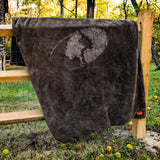Mossy Oak Dark Brown Throw 50x70 with Embossed Logo – Soft Polyester Oversized Throw for Bed, Couch, or Cabin