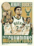 Phenom Gallery Giannis Milwaukee Bucks 2021 NBA Championship 18" x 24" Serigraph
