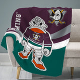 Sleep Squad Anaheim Ducks Wild Wing Mascot 60” x 80” Raschel Plush Blanket - Throwback