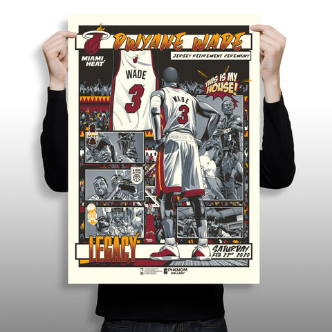 Phenom Gallery Miami Heat Dwyane Wade Legacy - Retired Number Serigraph (Printer Proof)