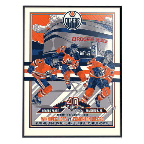 Phenom Gallery Edmonton Oilers 40th Anniversary 3 of 4  Dleuxe Framed Serigraph Print