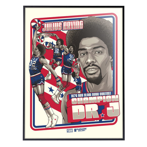 Phenom Gallery Julius "Dr. J." Erving 1976 ABA Slam Dunk Deluxe Framed Serigraph Print