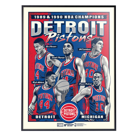 Phenom Gallery Detroit Pistons Back To Back Champions 18" x 24" Deluxe Framed Serigraph