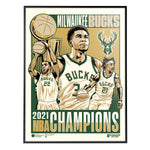 Phenom Gallery Milwaukee Bucks 2021 NBA Championship 18" x 24"Deluxe Framed Serigraph