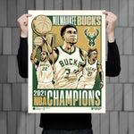 Phenom Gallery Milwaukee Bucks 2021 NBA Championship 18" x 24"Deluxe Framed Serigraph