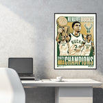 Phenom Gallery Milwaukee Bucks 2021 NBA Championship 18" x 24"Deluxe Framed Serigraph
