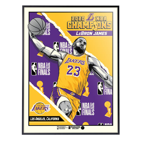 Phenom Gallery Los Angeles Lakers 2020 NBA Champions LeBron James 18" x 24" Deluxe Framed Serigraph