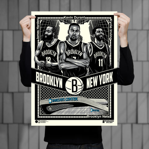 Phenom Gallery Brooklyn Nets Big Three 18" x 24" Serigraph