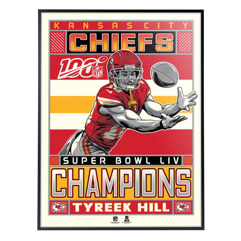 Phenom Gallery Kansas City Chiefs SB LIV Champions Tyreek Hill 18" x 24" Deluxe Framed Serigraph