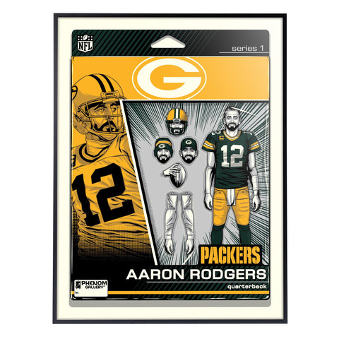 Phenom Gallery Green Bay Packers Aaron Rodgers Action Figure 18" x 24" Deluxe Framed Serigraph