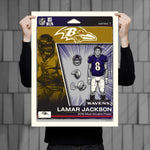 Phenom Gallery Baltimore Ravens Lamar Jackson Action Figure 18" x 24" Deluxe Framed Serigraph