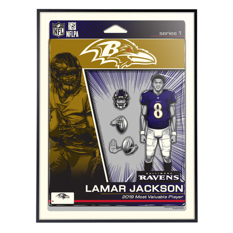 Phenom Gallery Baltimore Ravens Lamar Jackson Action Figure 18" x 24" Deluxe Framed Serigraph