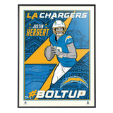 Phenom Gallery Los Angeles Chargers Justin Herbert 18" x 24" Deluxe Framed Serigraph