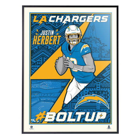 Phenom Gallery Los Angeles Chargers Justin Herbert 18" x 24" Deluxe Framed Serigraph