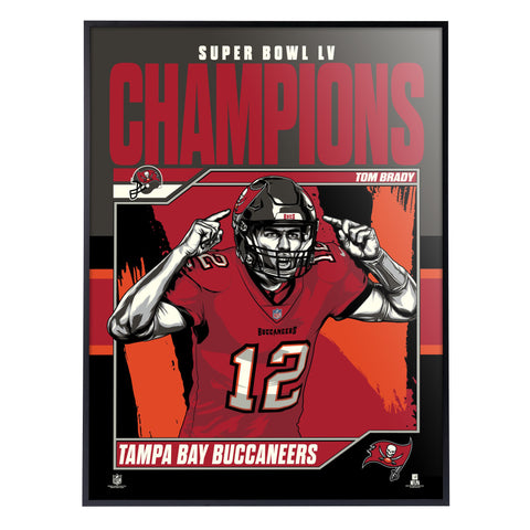 Phenom Gallery Tampa Bay Buccaneers Super Bowl LV Champs Tom Brady 18" x 24" Deluxe Framed Serigraph