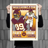 Phenom Gallery Washington Football Team Chase Young 18" x 24" Deluxe Framed Serigraph