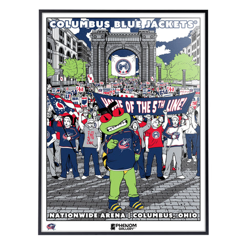 Phenom Gallery Columbus Blue Jackets "Home Of The 5th Line" 18"x 24" Deluxe Framed Serigraph