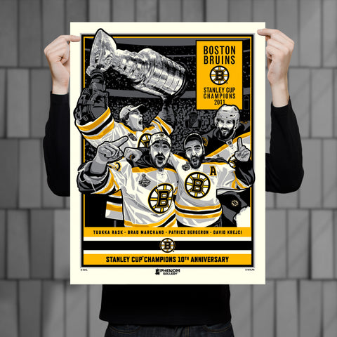 Phenom Gallery Boston Bruins 2011 Stanley Cup Champions 10th Anniversary 18" x 24" Serigraph