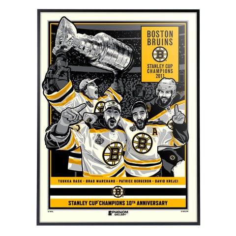 Phenom Gallery Boston Bruins 2011 Stanley Cup Champions 10th Anniversary 18" x 24" Deluxe Framed Serigraph