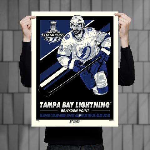 Phenom Gallery Tampa Bay Lightning 2020 Stanley Cup Champions Brayden Point 18" x 24" Serigraph