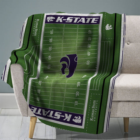 Sleep Squad Kansas State Wildcats Football Field 60” x 80” Raschel Plush Blanket
