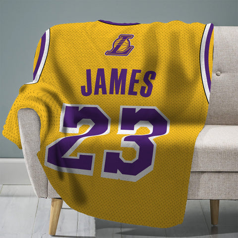 Sleep Squad Los Angeles Lakers LeBron James 60” x 80” Raschel Plush Jersey #23 Blanket