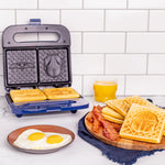 Uncanny Brands Star Wars Mandalorian Bounty Hunter & Baby Yoda Waffle Maker