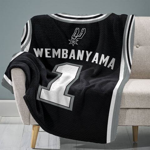 Sleep Squad San Antonio Spurs Victor Wembanyama 60” x 80” Plush Jersey Blanket