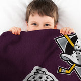 Sleep Squad Anaheim Ducks Wild Wing Mascot 60” x 80” Raschel Plush Blanket - Throwback