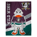 Sleep Squad Anaheim Ducks Wild Wing Mascot 60” x 80” Raschel Plush Blanket - Throwback