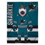 Sleep Squad San Jose Sharks SJ Sharkie Mascot 60” x 80” Raschel Plush Blanket