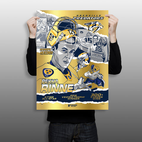 Phenom Gallery Nashville Predators Pekka Rinne 18"x24" Gold Foil Serirgraph Print