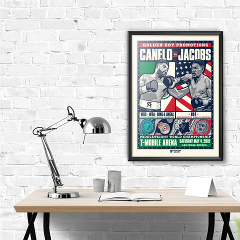 Phenom Gallery Canelo vs Jacobs Middleweight Championship 18" x 24" Deluxe Framed Serigraph
