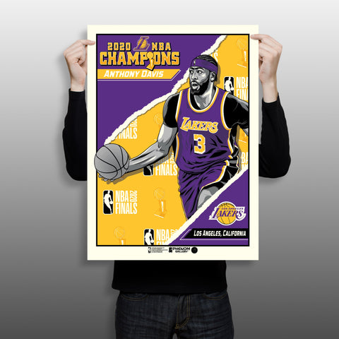 Phenom Gallery Los Angeles Lakers 2020 NBA Champions Anthony Davis 18" x 24" Serigraph Print